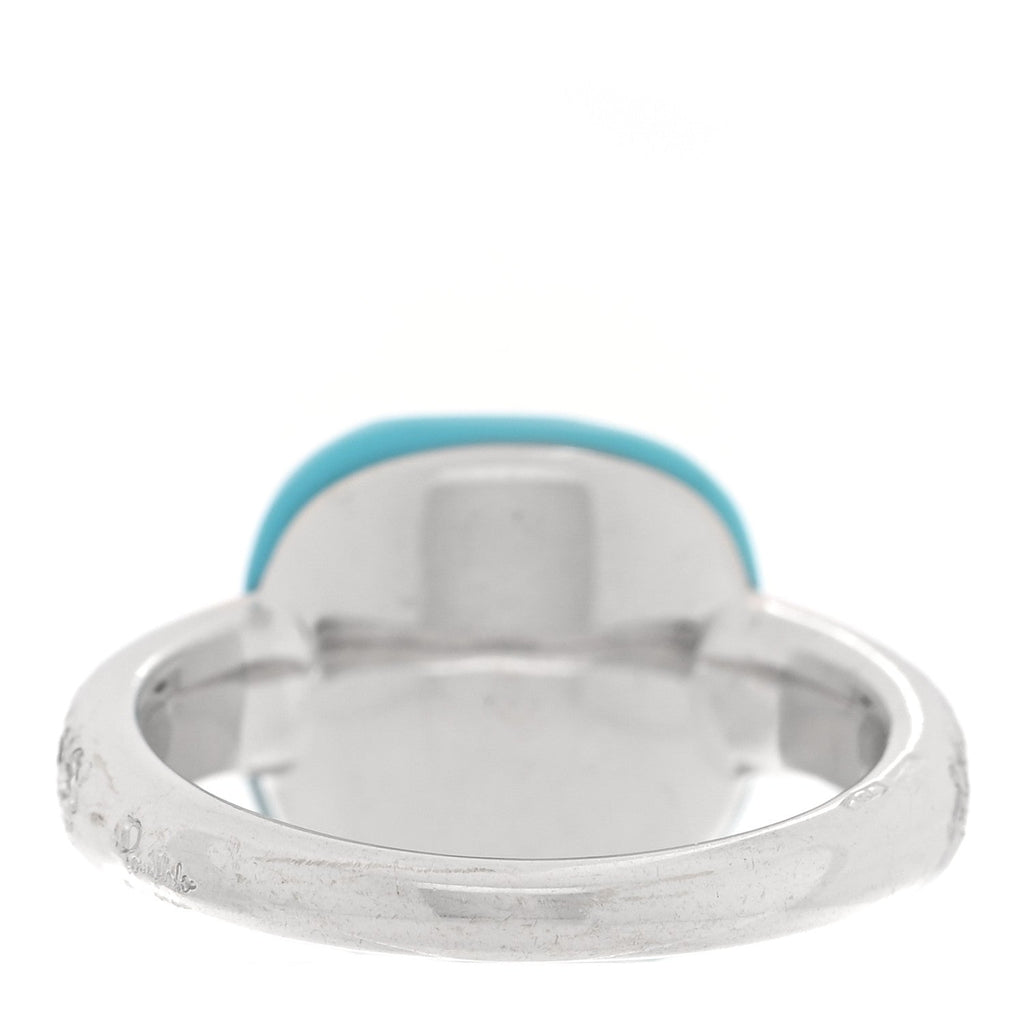 18K White Gold Diamond Turquoise Capri Ring 52 6