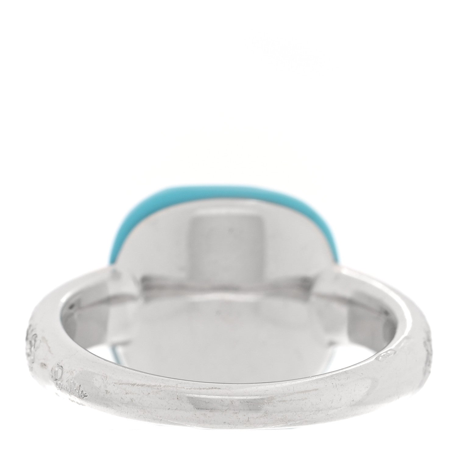 18K White Gold Diamond Turquoise Capri Ring 52 6