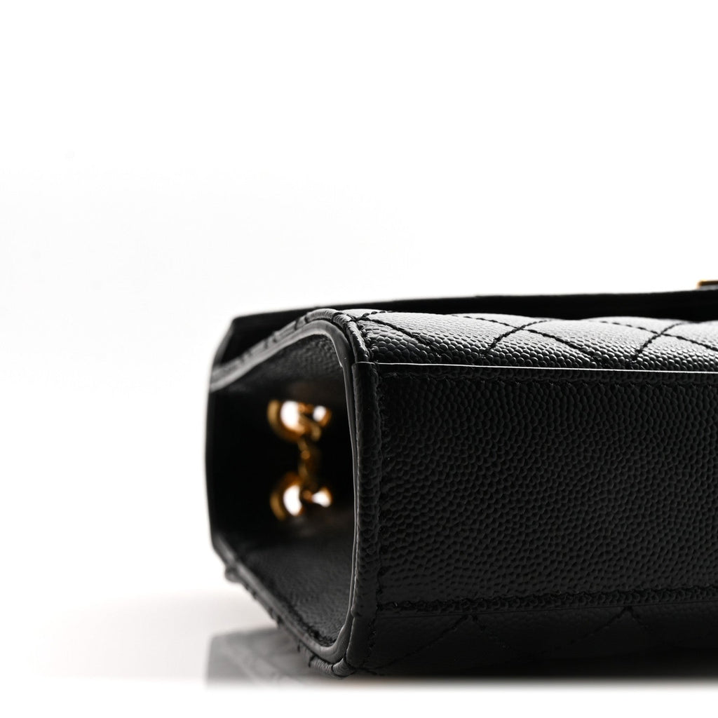 Grain De Poudre Textured Mixed Matelasse Triquilt Medium Monogram Satchel Black