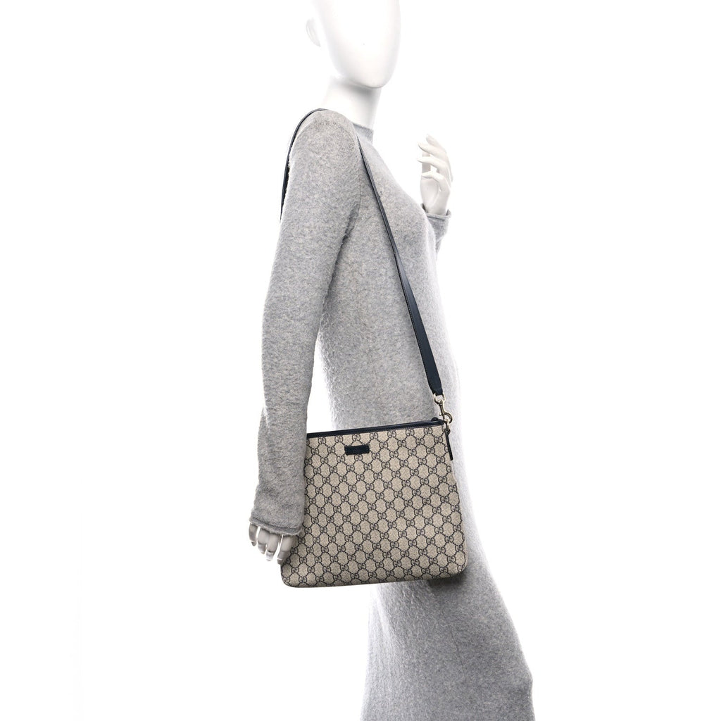 GG Plus Monogram Medium Flat Messenger Bag Navy