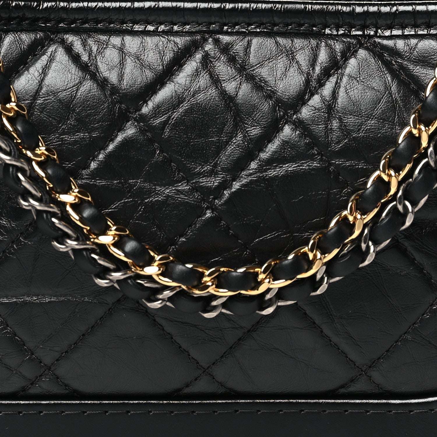 Aged Calfskin Quilted Small Gabrielle Logo Hobo Black