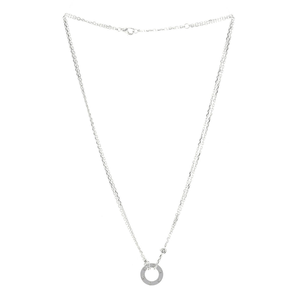 18K White Gold 2 Diamond LOVE Necklace