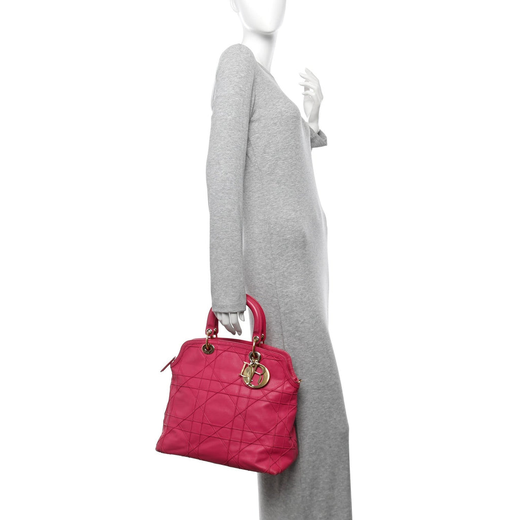 Lambskin Cannage Medium Granville Tote Fuchsia