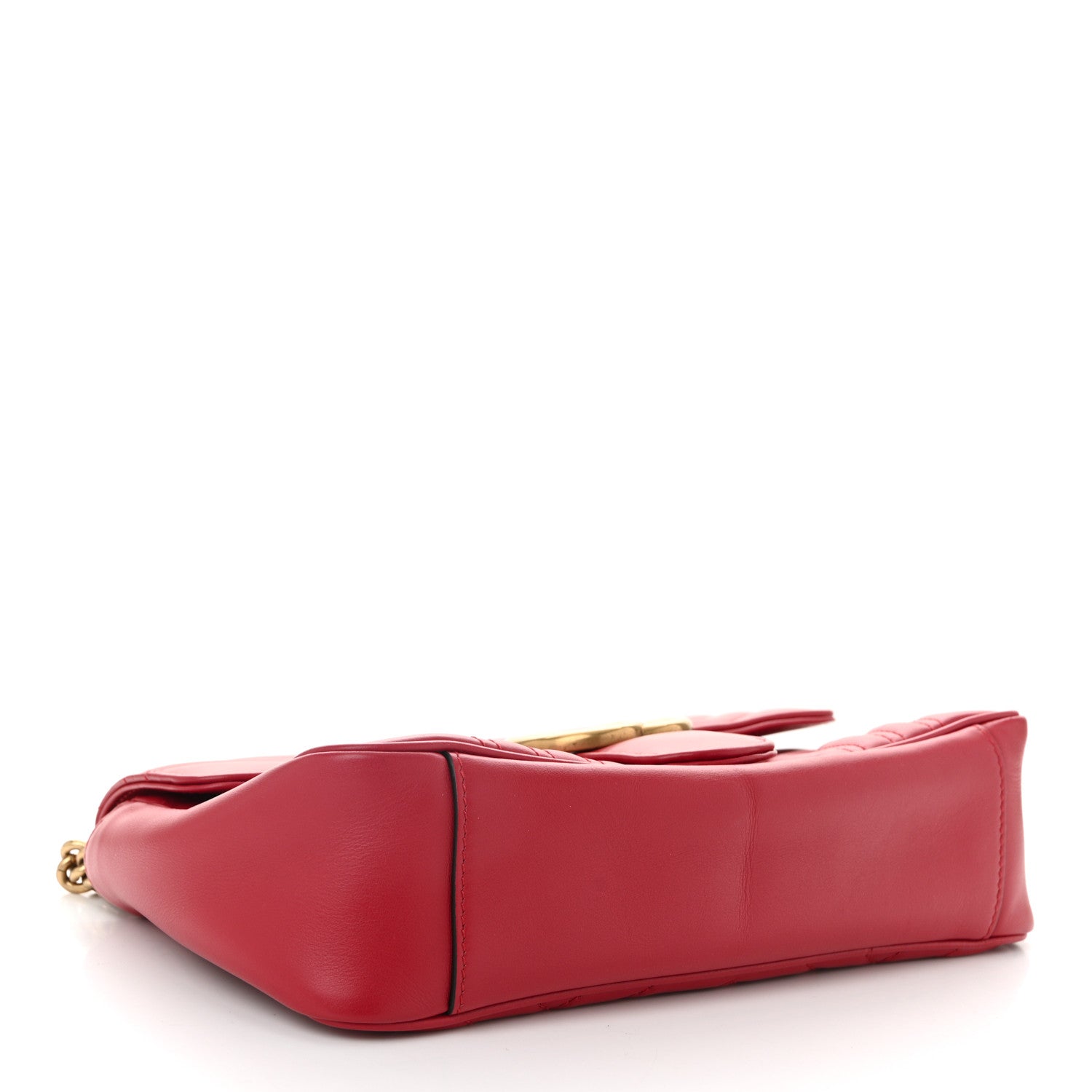 Calfskin Matelasse Small GG Marmont Shoulder Bag Hibiscus Red