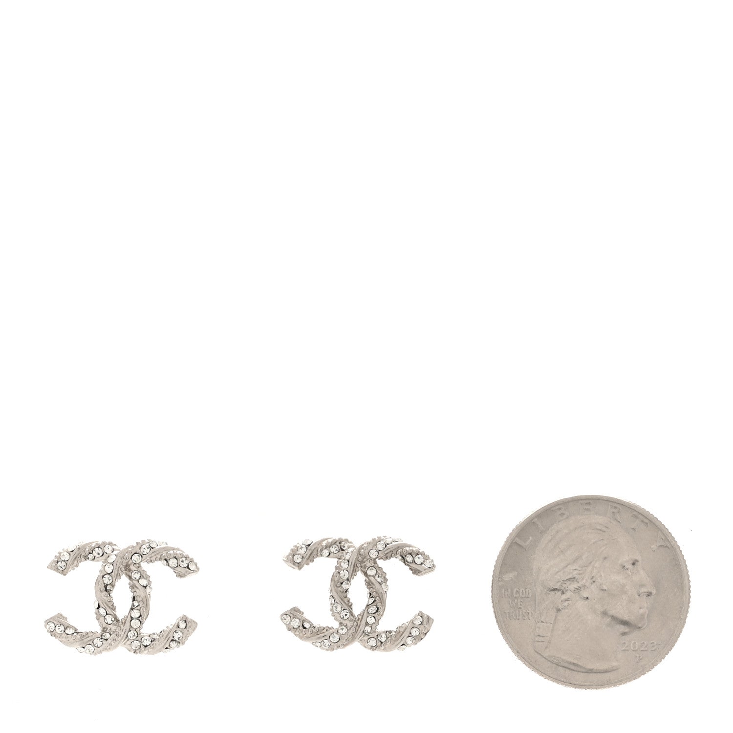 Crystal Twisted CC Earrings Silver