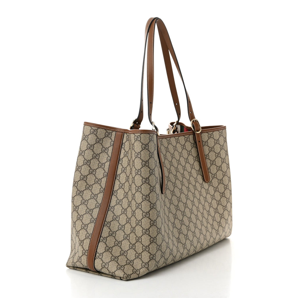 GG Supreme Monogram Emblem Maxi Tote Bag Beige Dark Brown