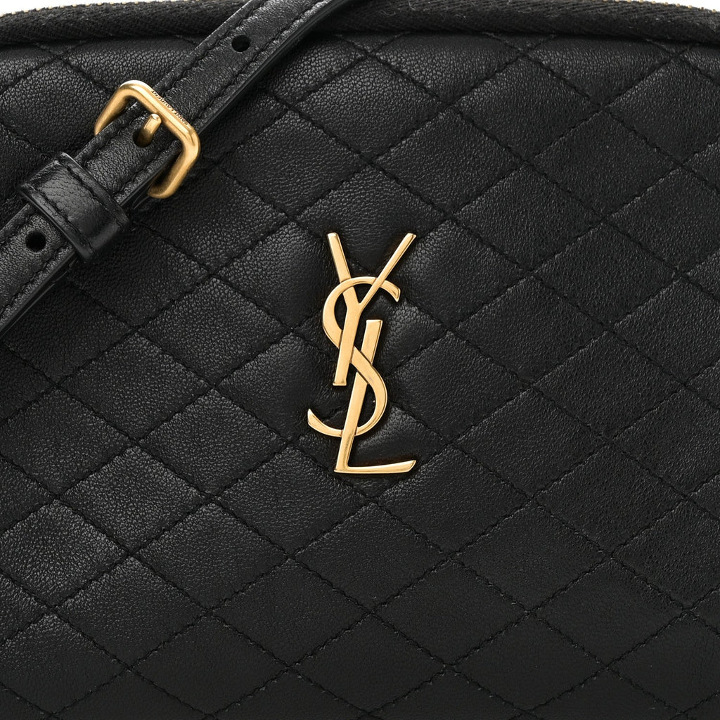 Lambskin Quilted Gaby Zipped Pouch Black