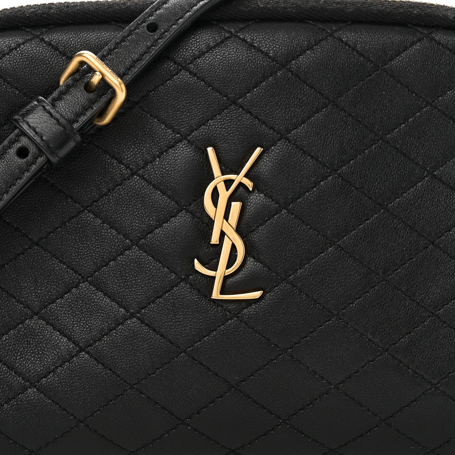 Lambskin Quilted Gaby Zipped Pouch Black