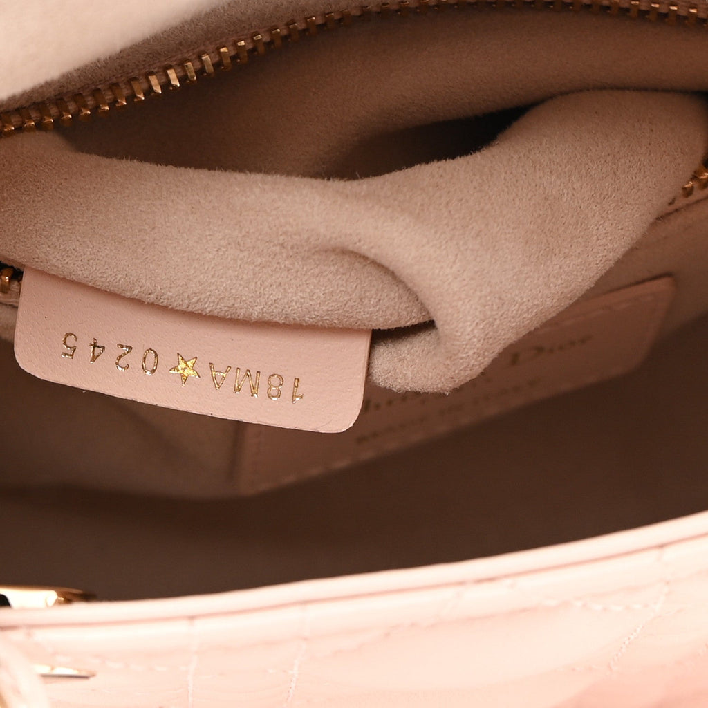 Lambskin Cannage Crystal Mini Lady Dior Powder Pink