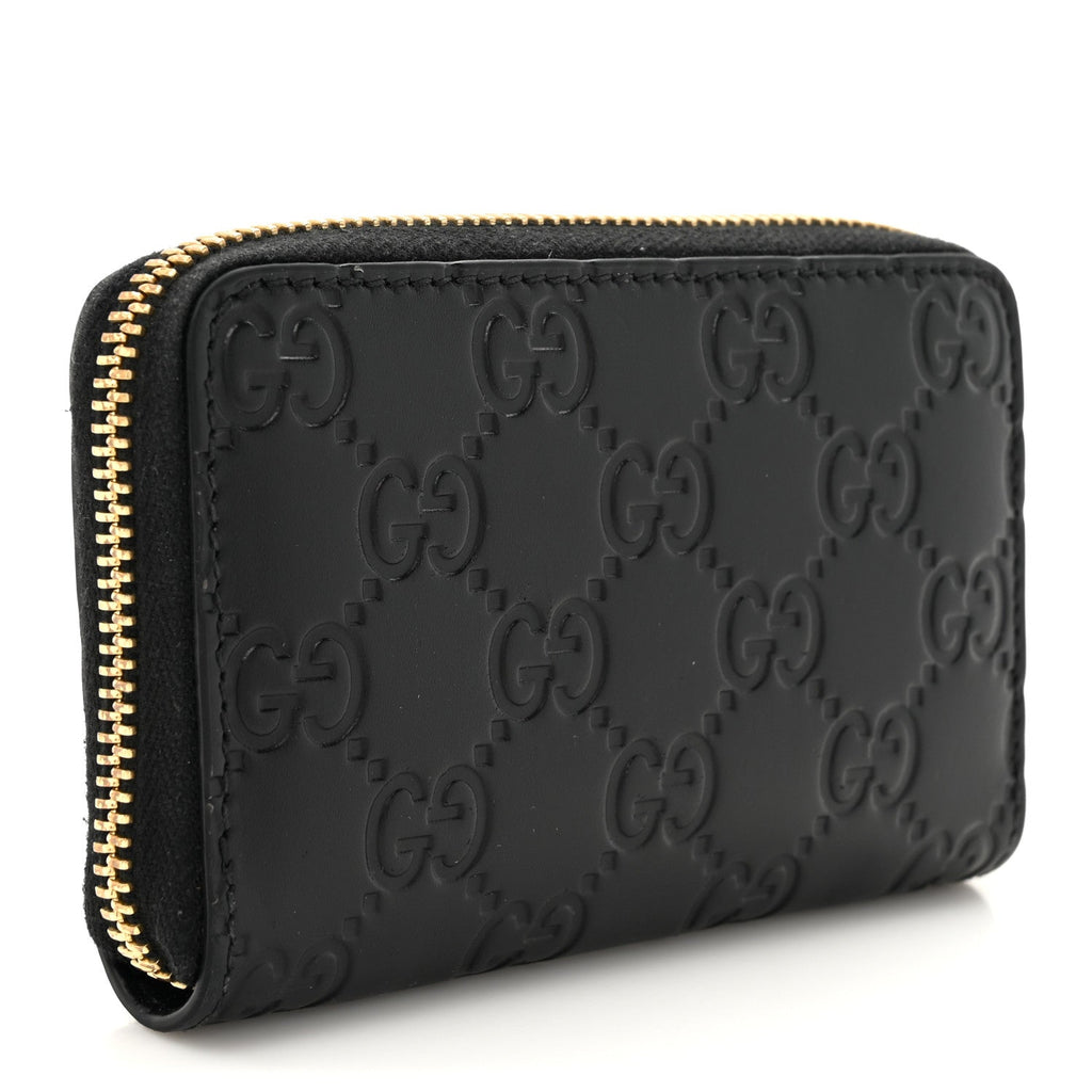 Guccissima Zip Around Card Case Black