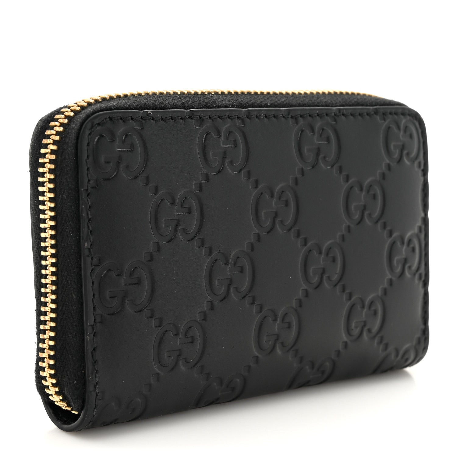 Guccissima Zip Around Card Case Black