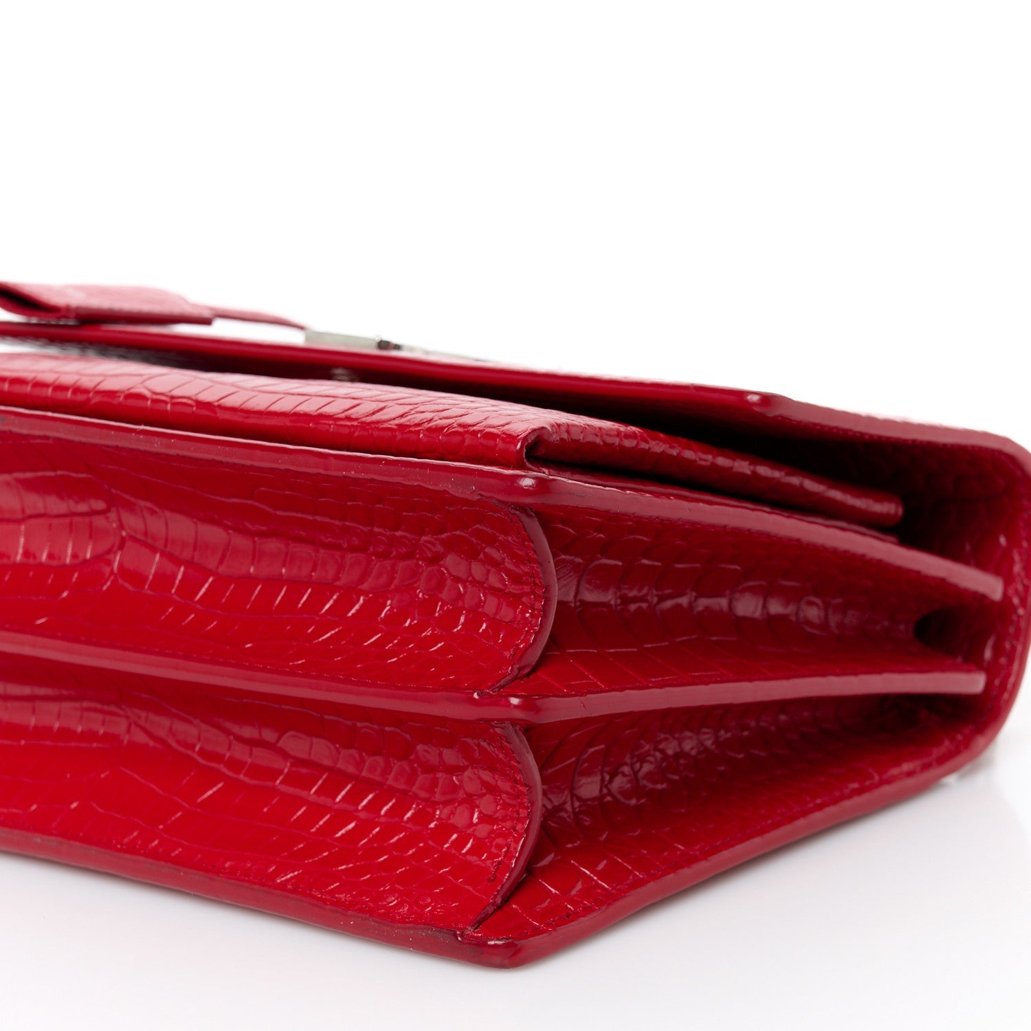 Calfskin Crocodile Embossed Medium Monogram Sunset Rouge Eros