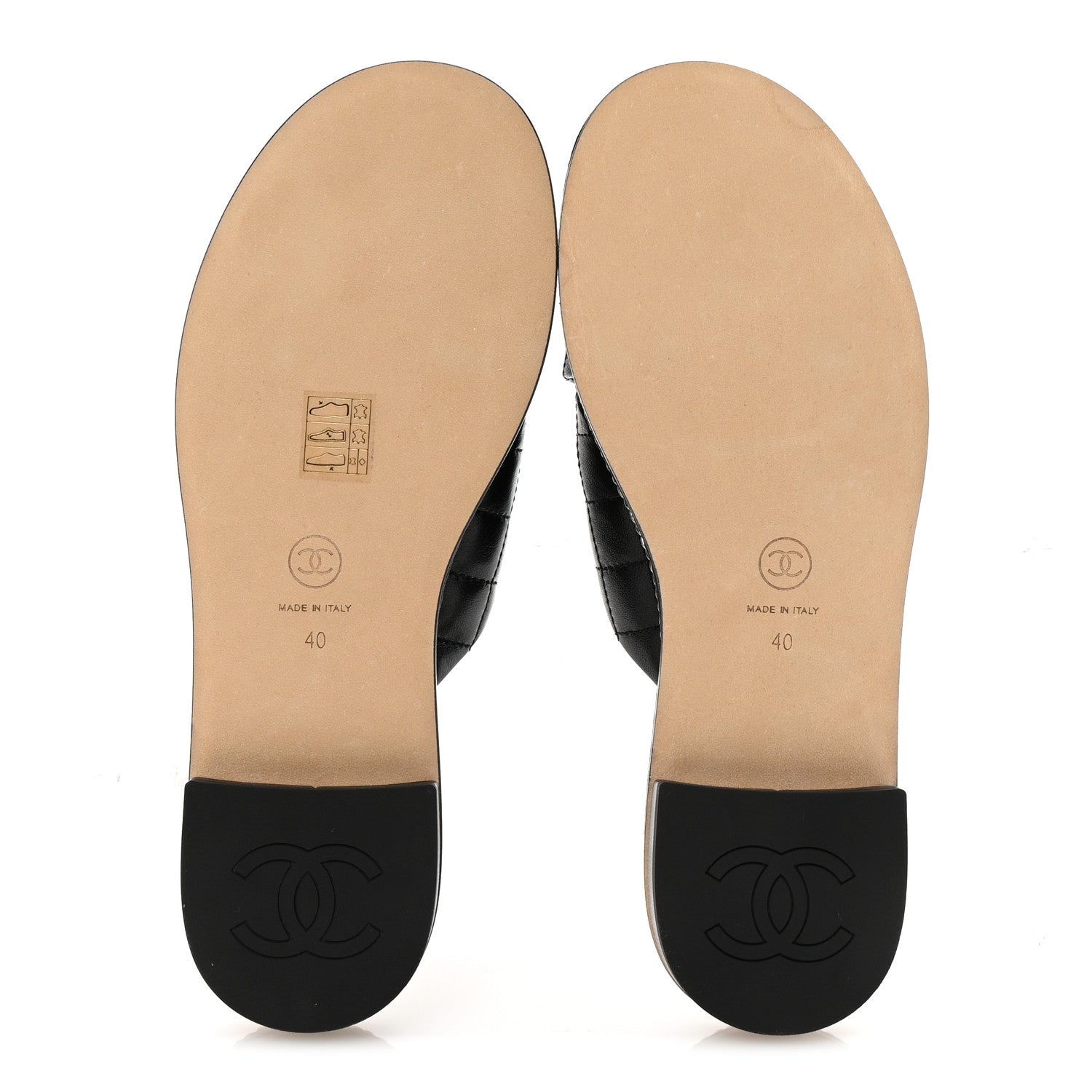 Lambskin Quilted Chain CC Sandals 40 Black