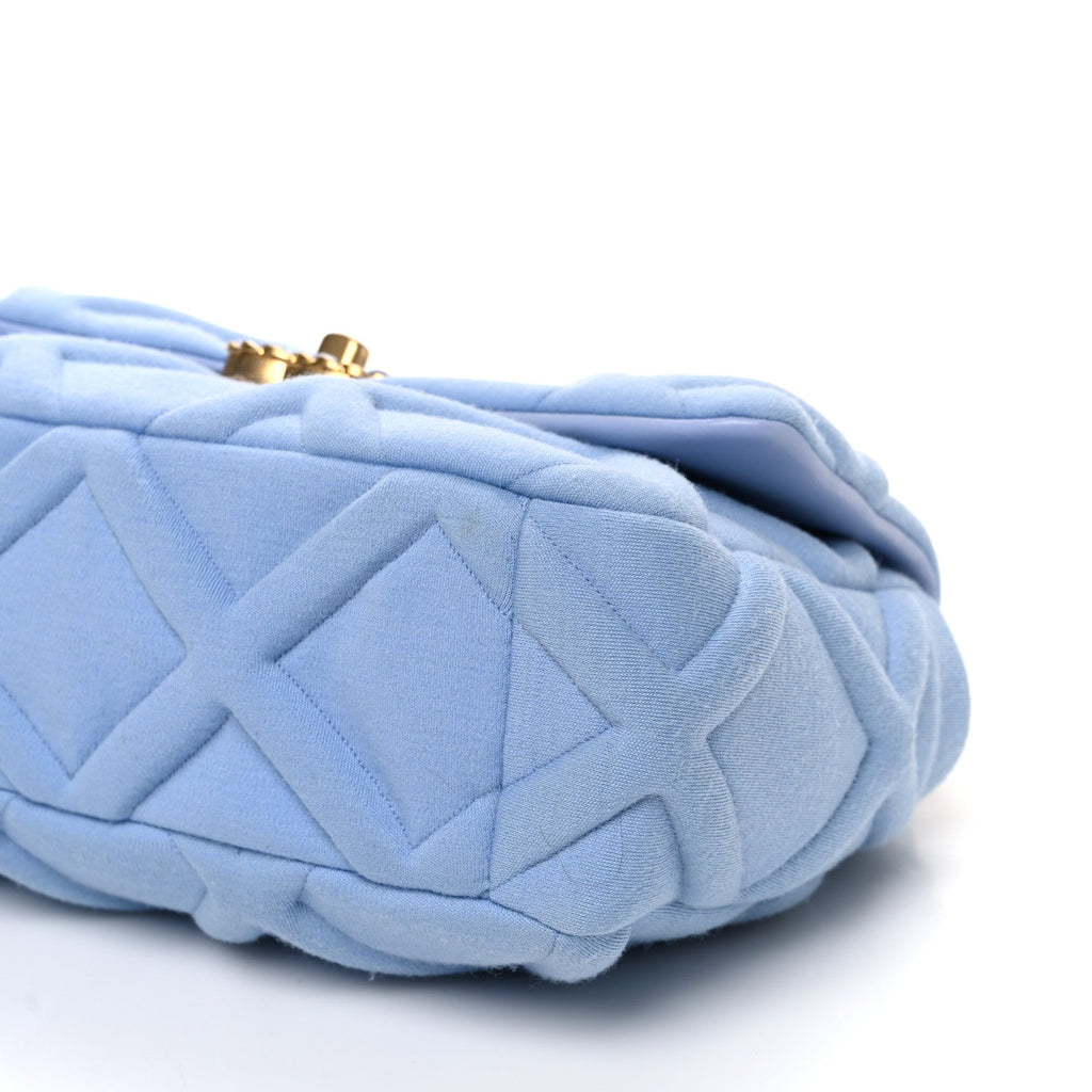 Jersey Lambskin Quilted Medium Chanel 19 Flap Light Blue