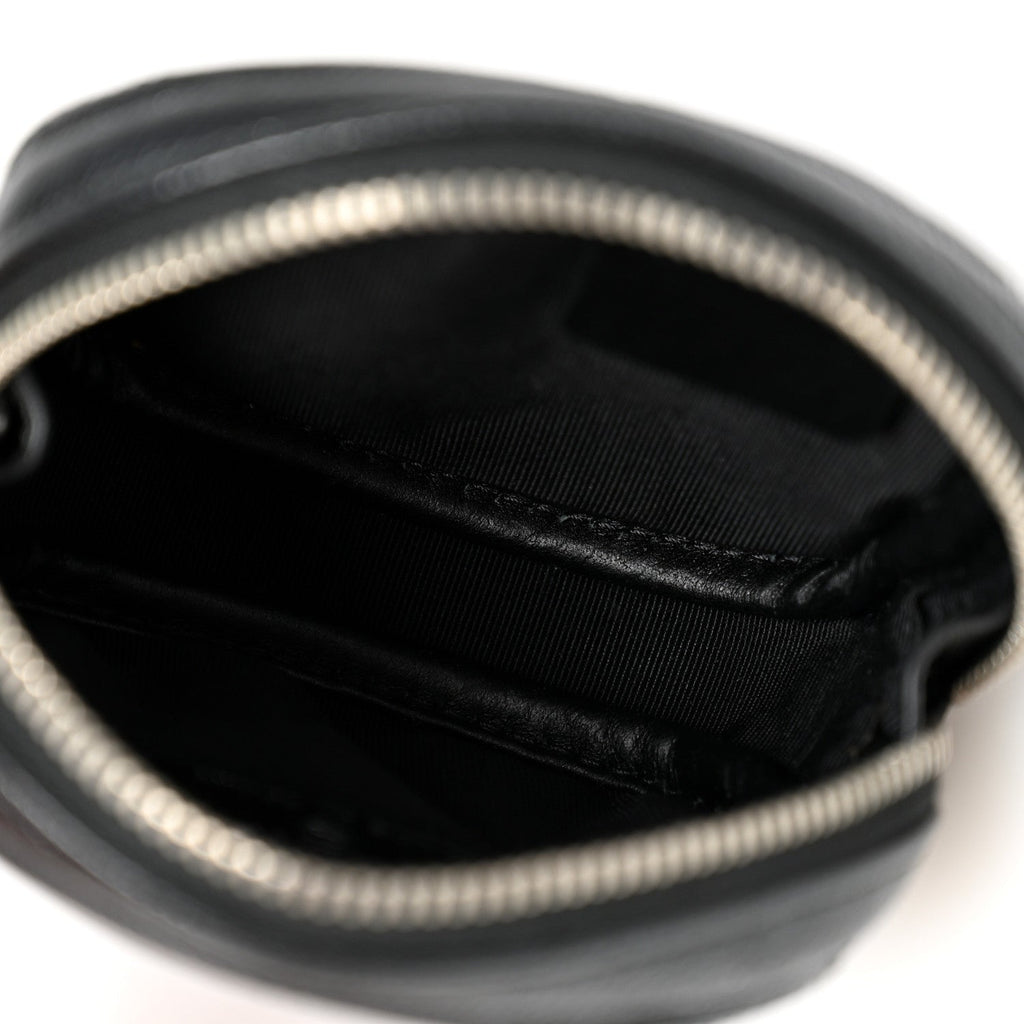 Iridescent Caviar Quilted Zip Around Classic Coin Purse Black