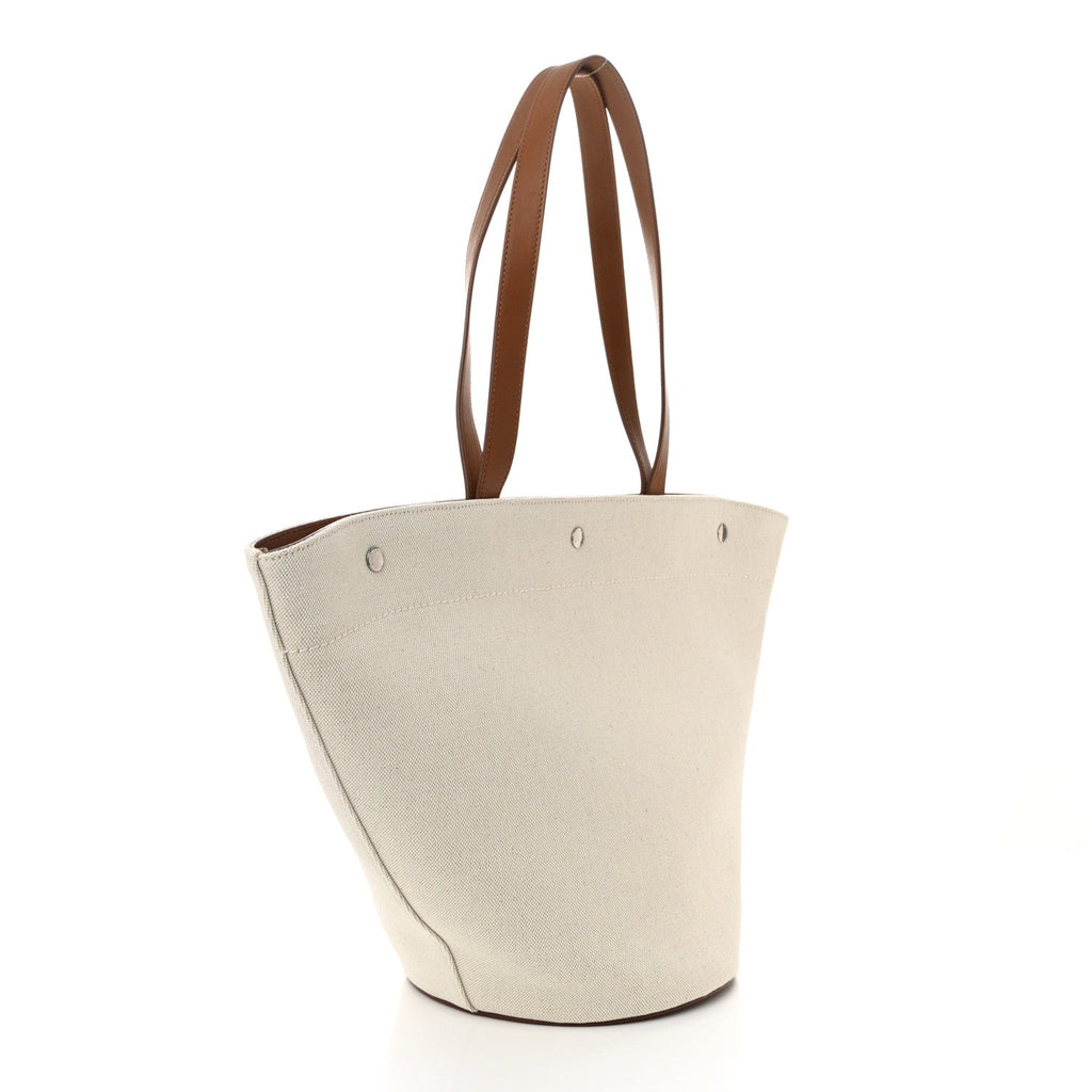 Linen Calfskin Rive Gauche Tote Greggio Brick