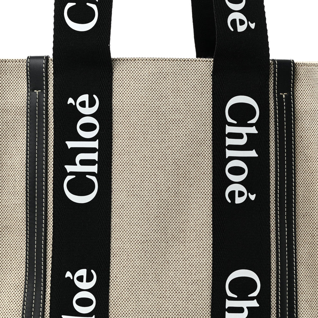 Cotton Calfskin Medium Woody Ribbon Tote Black Blue