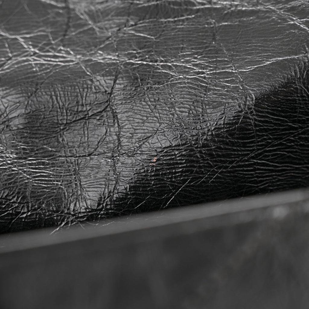 Crinkled Calfskin Matelasse Monogram Medium Niki Chain Satchel Black