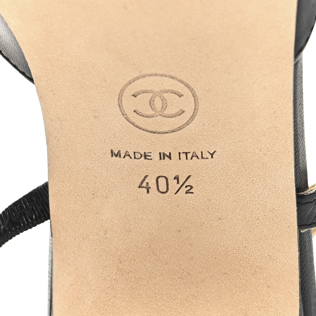 Goatskin Grosgrain Cap Toe CC Slingback Pumps 40.5 Black