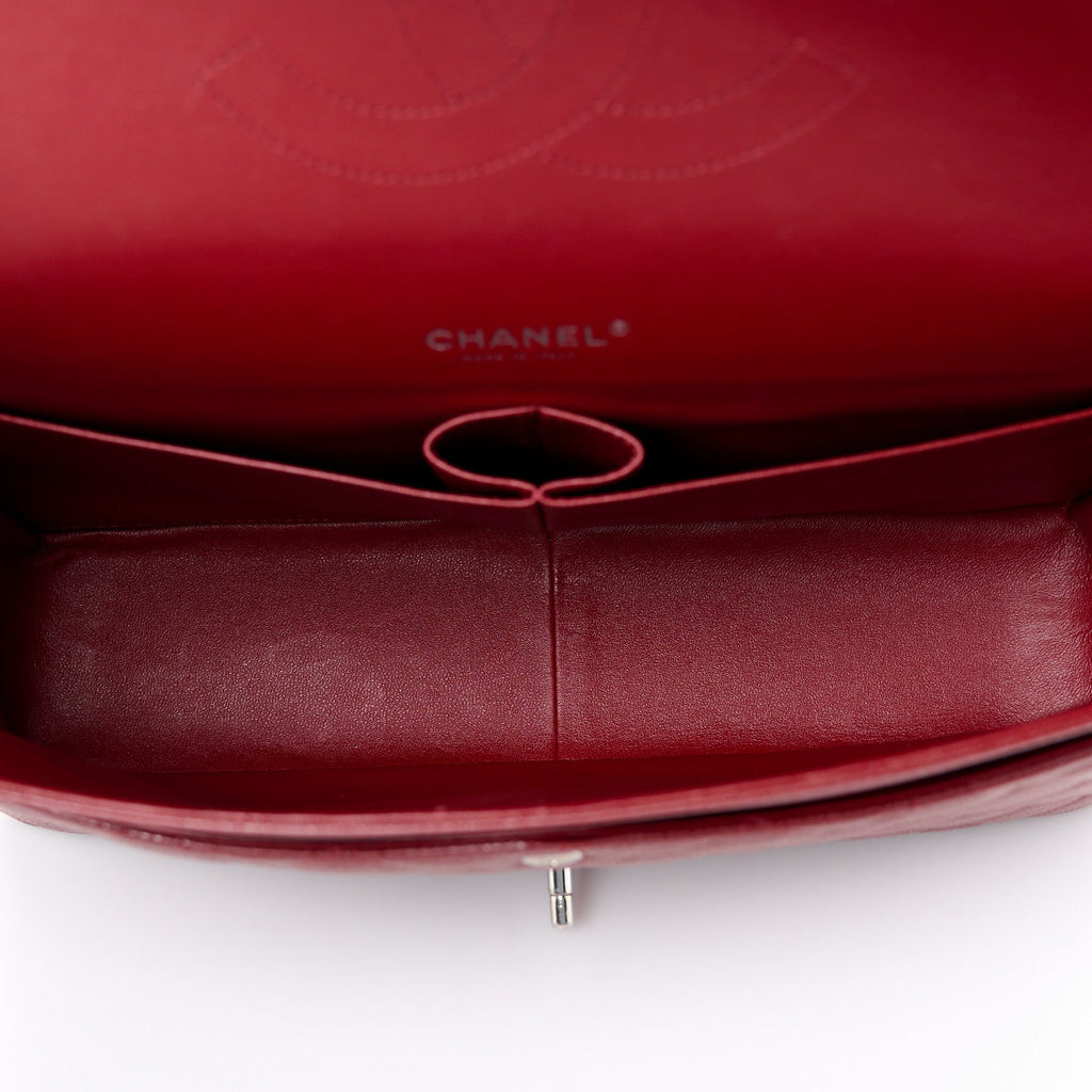 Caviar Quilted Maxi Double Flap Dark Red