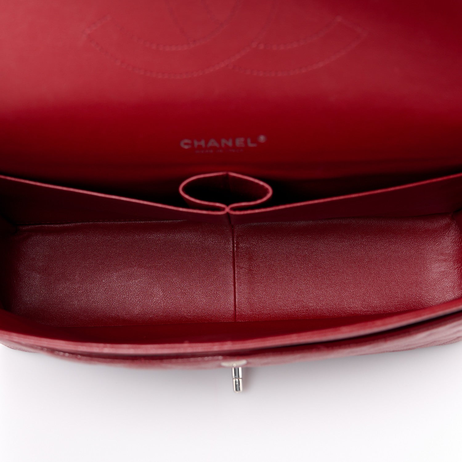 Caviar Quilted Maxi Double Flap Dark Red