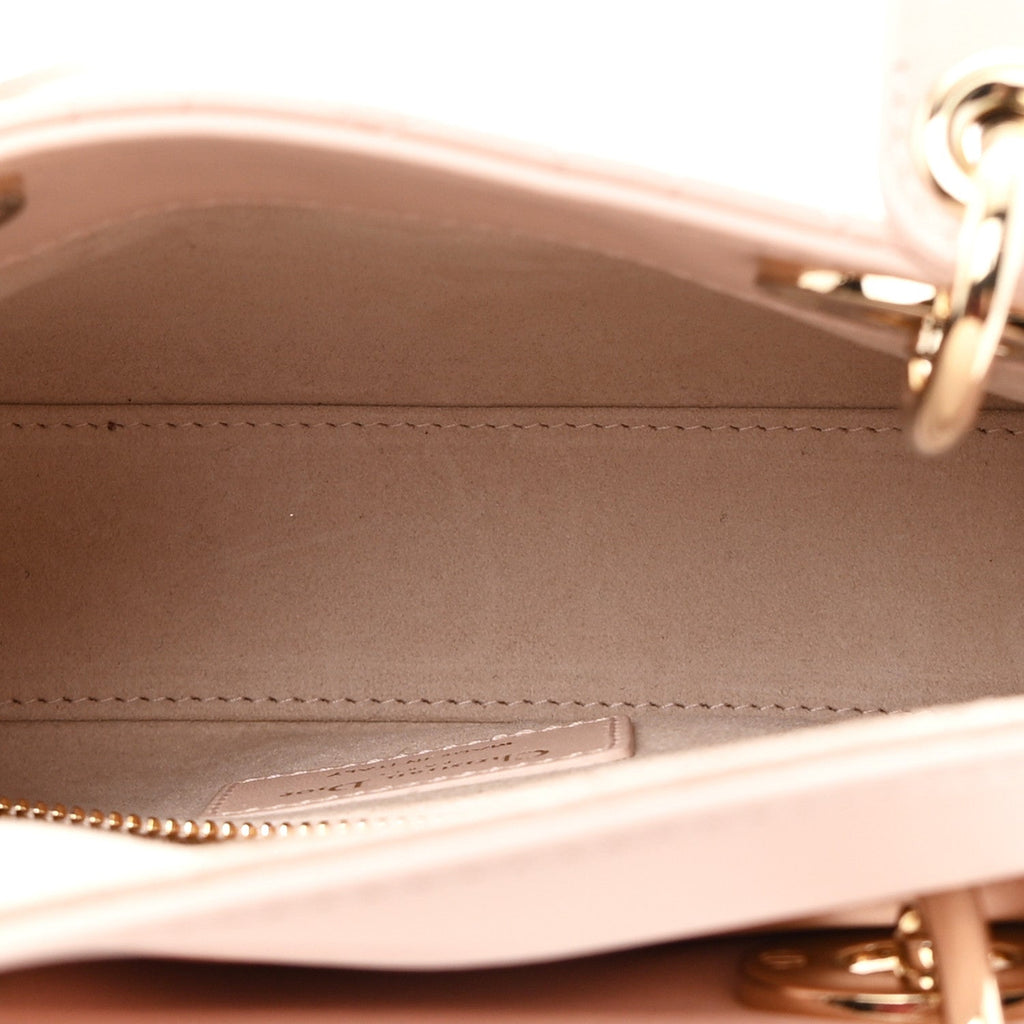 Lambskin Cannage Crystal Mini Lady Dior Powder Pink