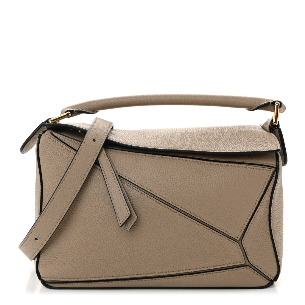 Grained Calfskin Small Puzzle Bag Sand