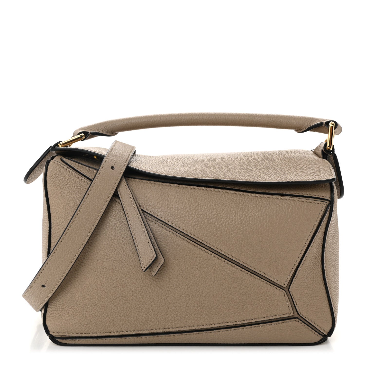 Grained Calfskin Small Puzzle Bag Sand