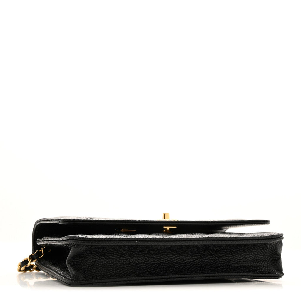 Caviar Quilted CC Turnlock Wallet On Chain WOC Black