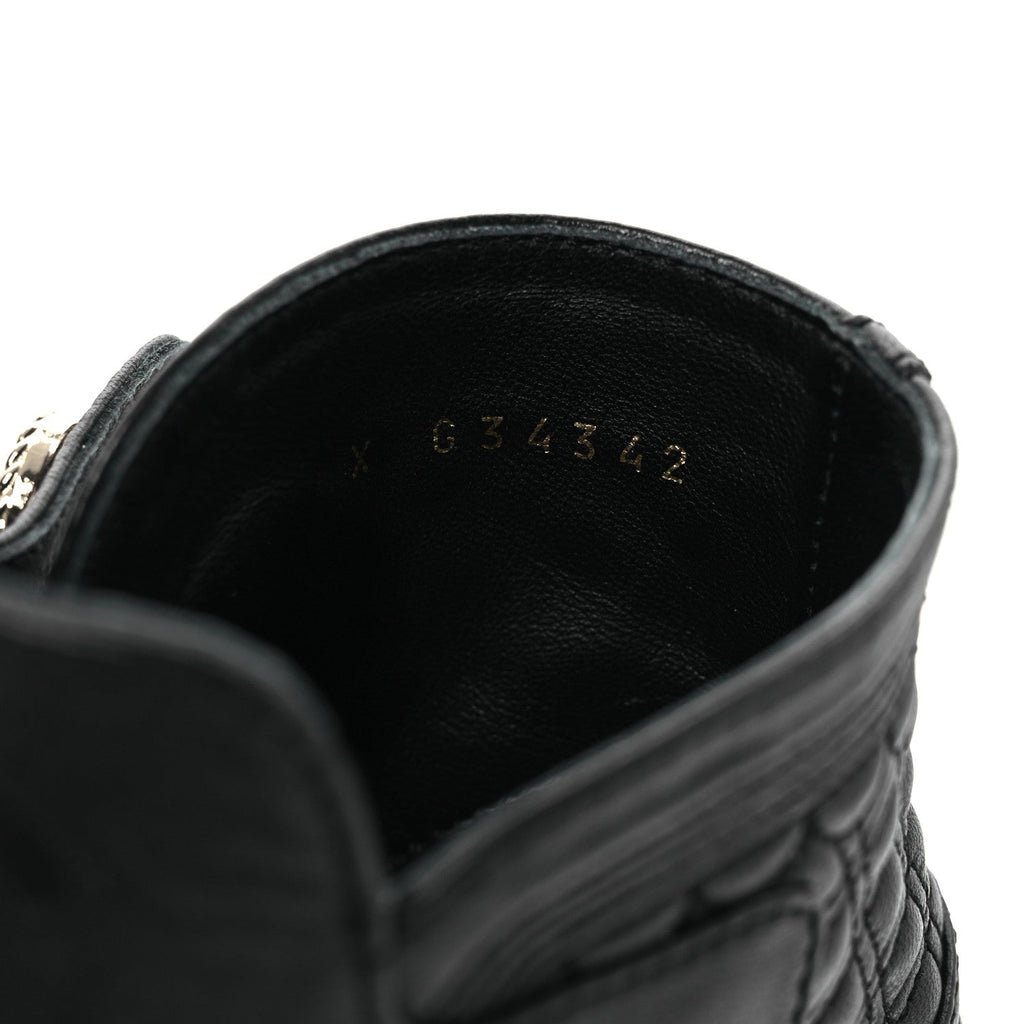 Lambskin Quilted Cap Toe Short Boots 36.5 Black