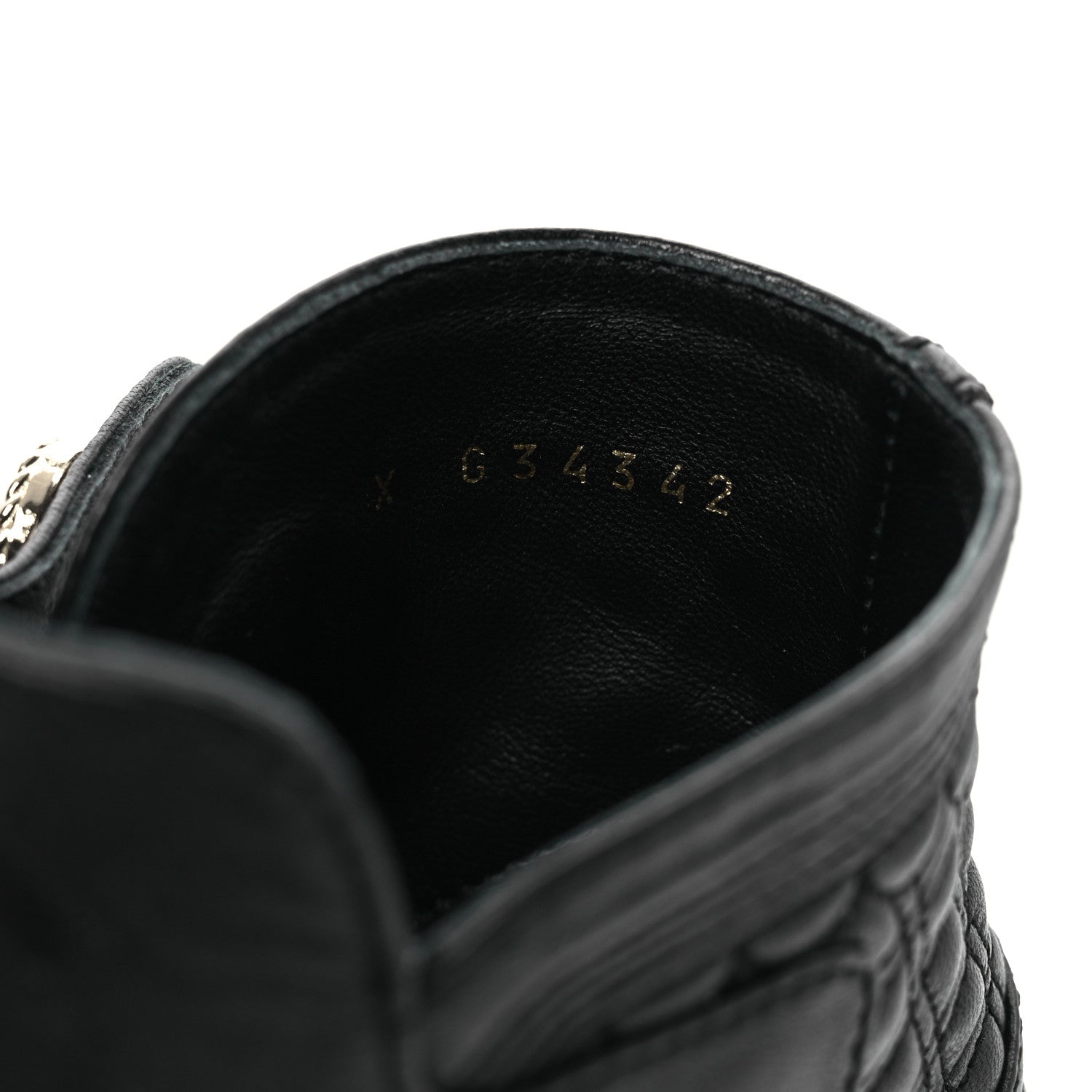 Lambskin Quilted Cap Toe Short Boots 36.5 Black