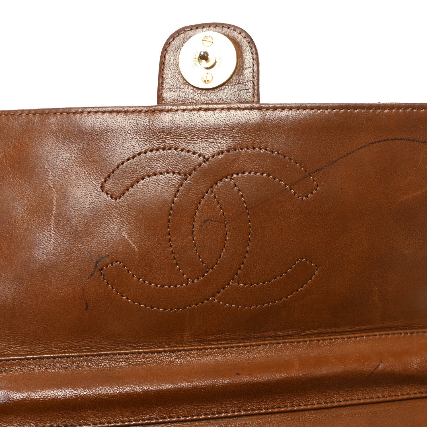 Lambskin Quilted Medium Single Flap Brown