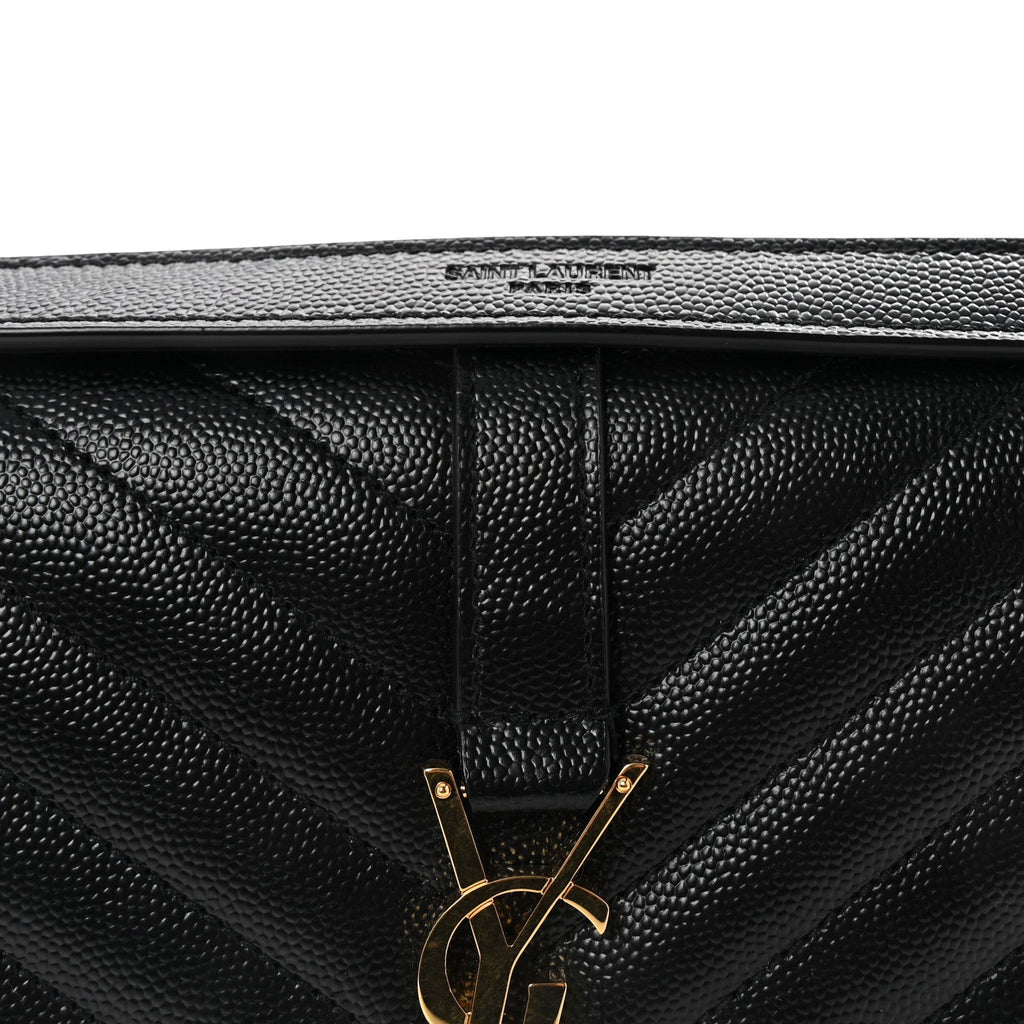 Grain De Poudre Textured Mixed Matelasse Triquilt Medium Monogram Satchel Black