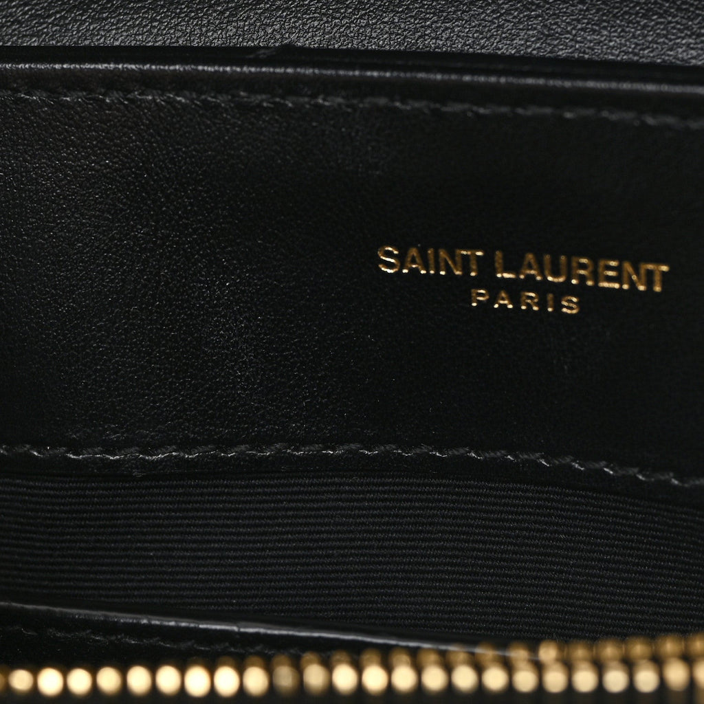 Calfskin Y Quilted Monogram Small Loulou Chain Satchel Black