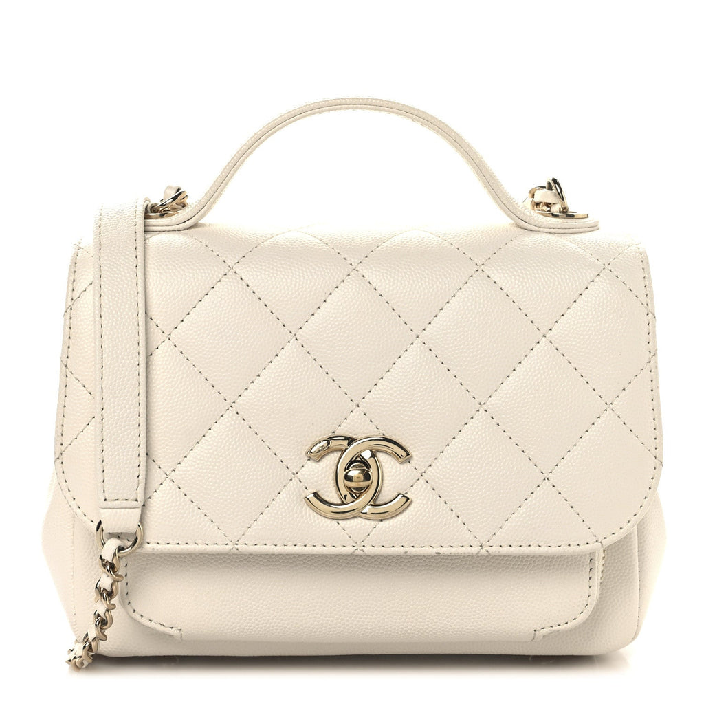 Caviar Quilted Small Business Affinity Flap White