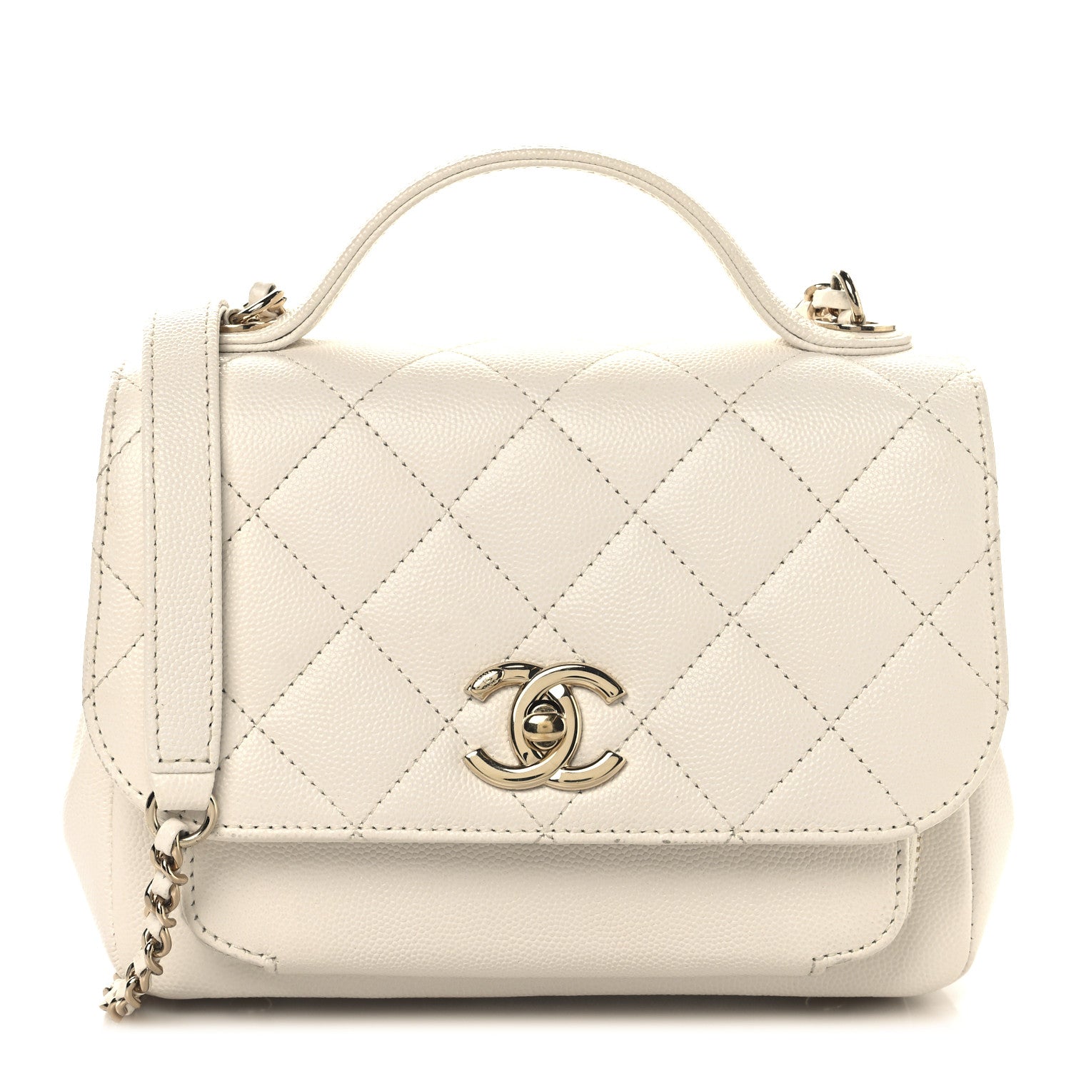 Caviar Quilted Small Business Affinity Flap White