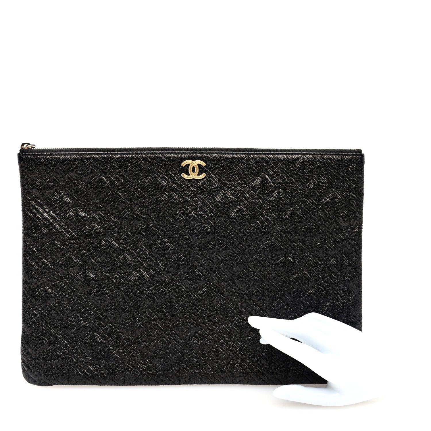 Caviar Geometric Quilted Cosmetic Case Black