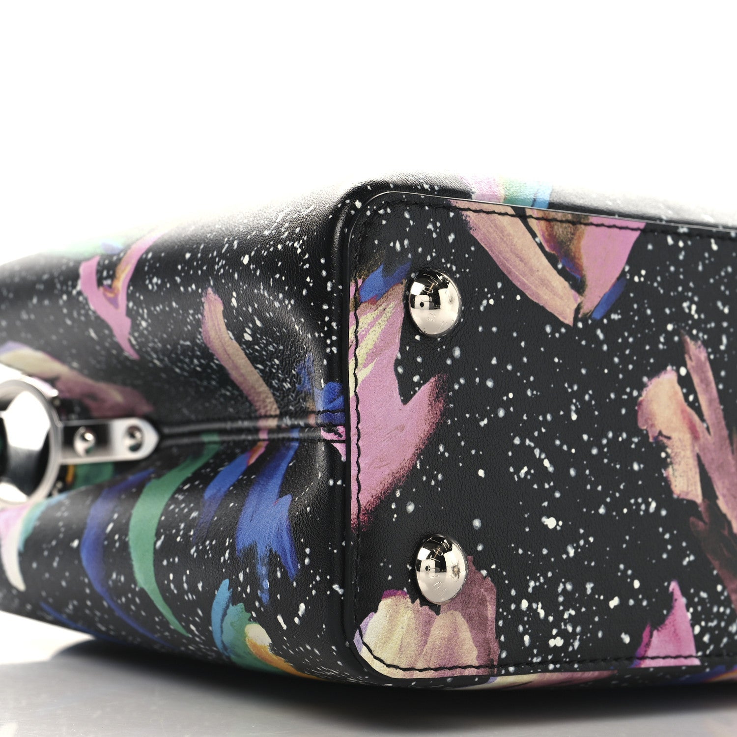 Calfskin Splash Print Capucines PM Black