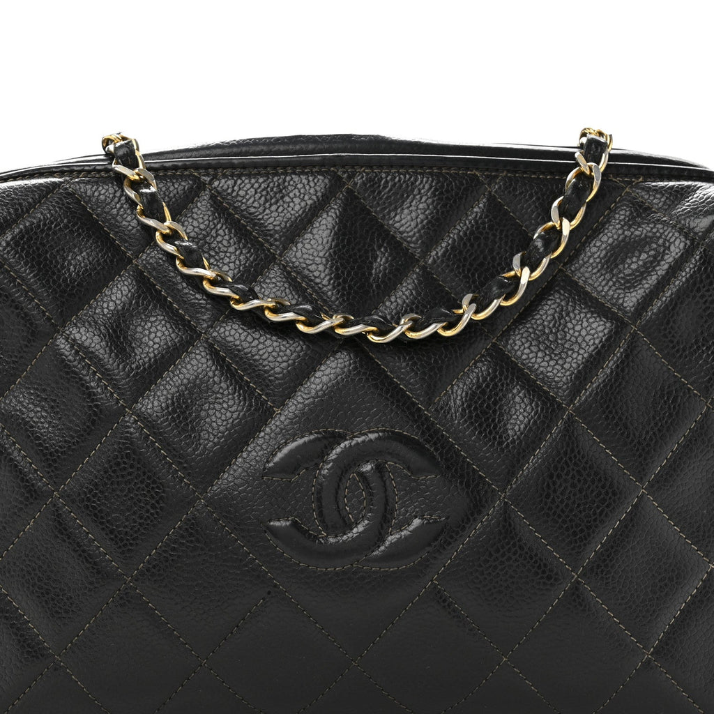 Caviar Quilted Camera Case Black