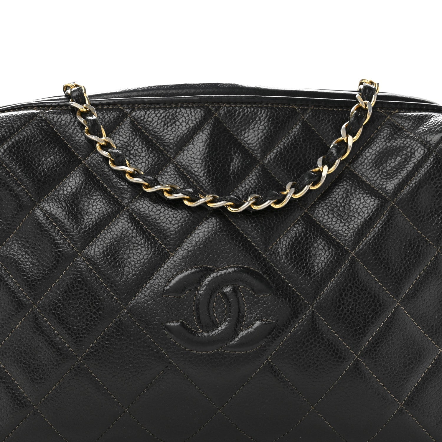 Caviar Quilted Camera Case Black