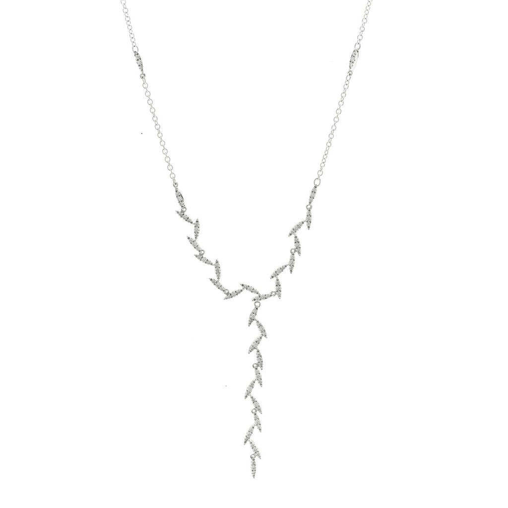 18K White Gold Diamond Y Necklace