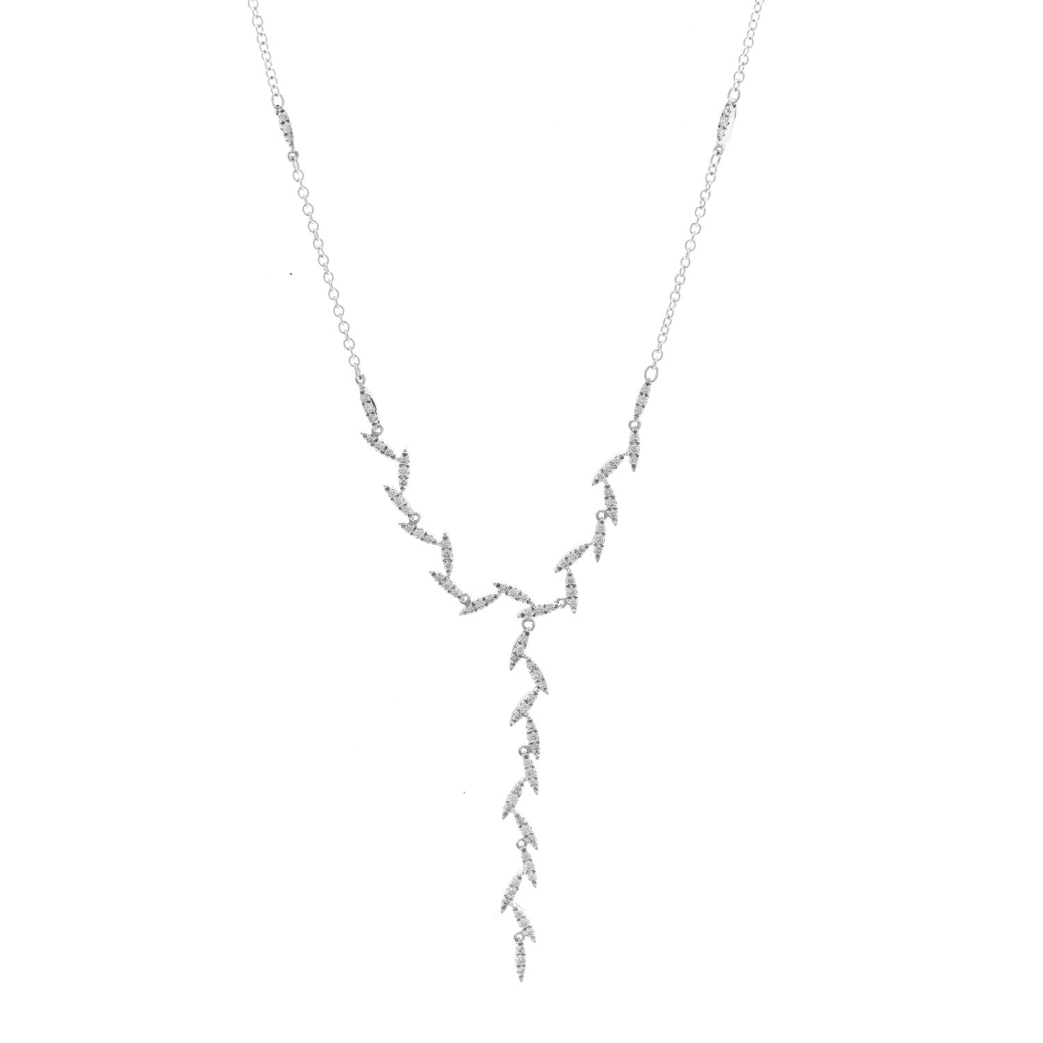 18K White Gold Diamond Y Necklace