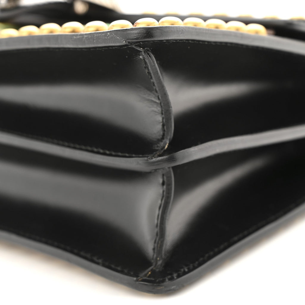 Calfskin Floral Embroidered Studded Small Dionysus Shoulder Bag Black