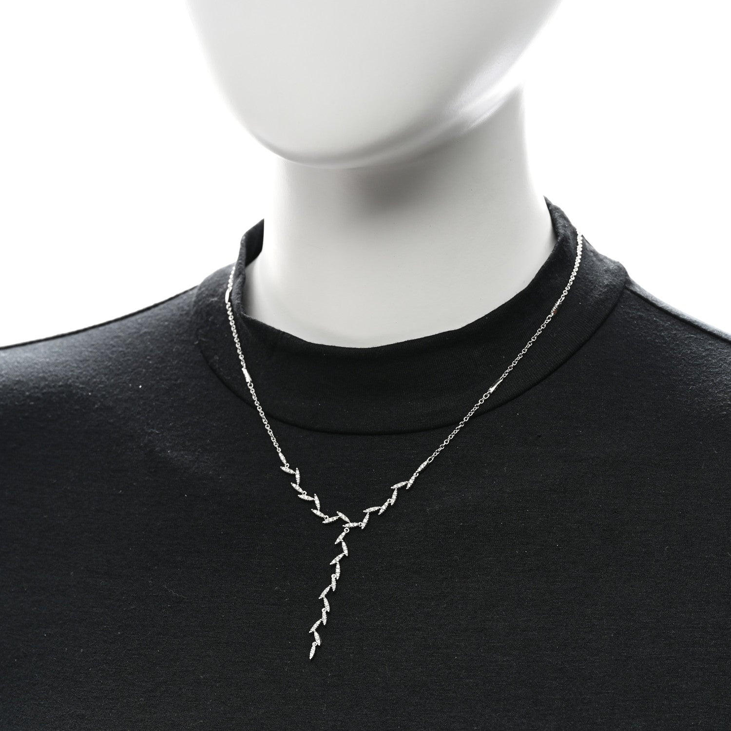 18K White Gold Diamond Y Necklace