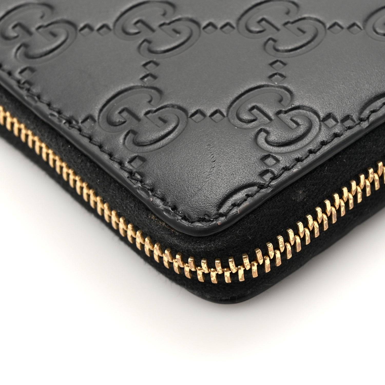 Guccissima Zip Around Card Case Black