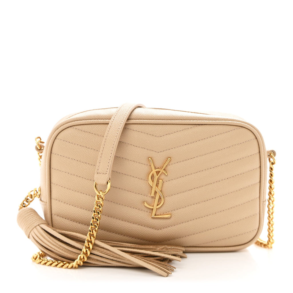 Grain De Poudre Matelasse Monogram Mini Lou Camera Bag Dark Beige