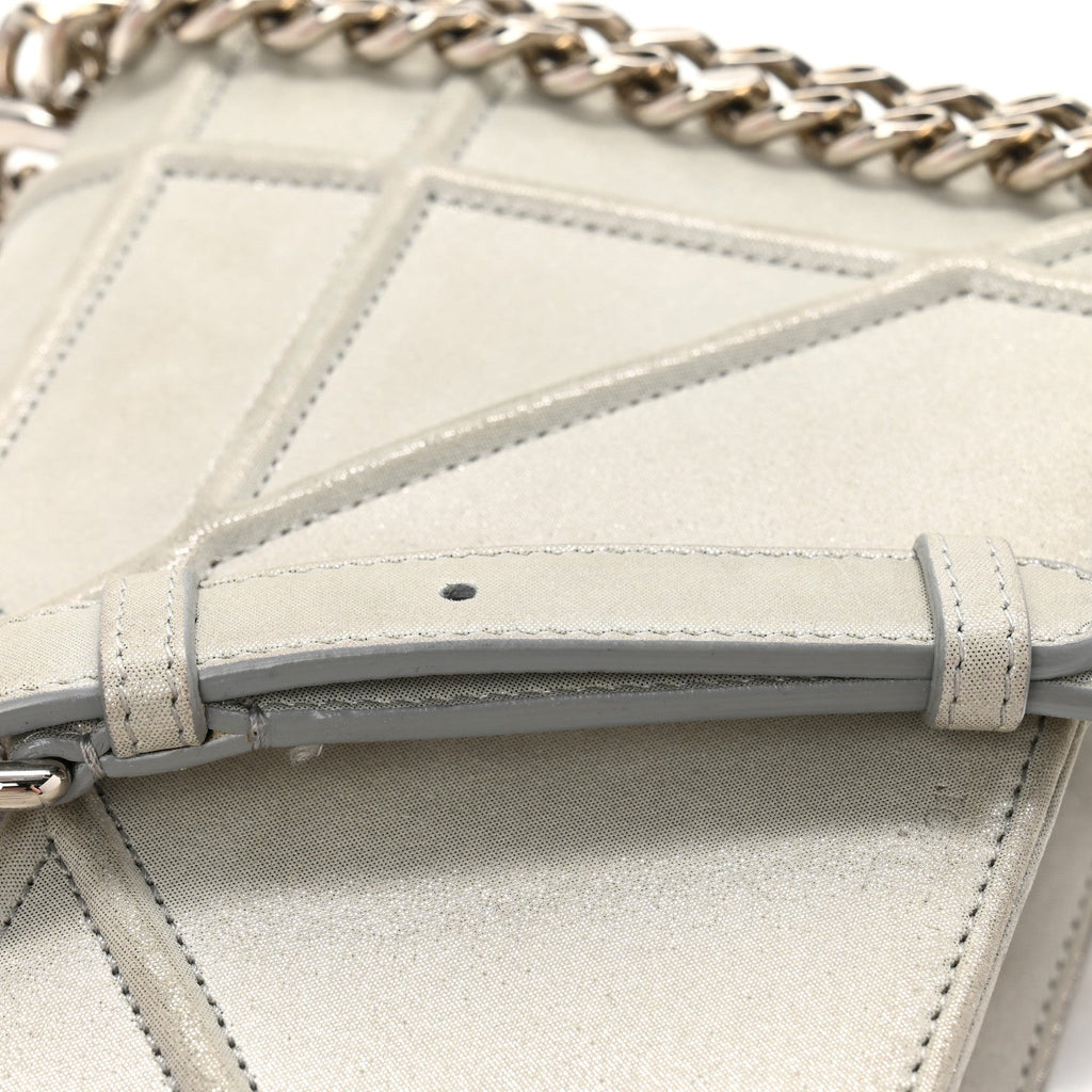 Metallic Calfskin Small Diorama Flap Bag Silver