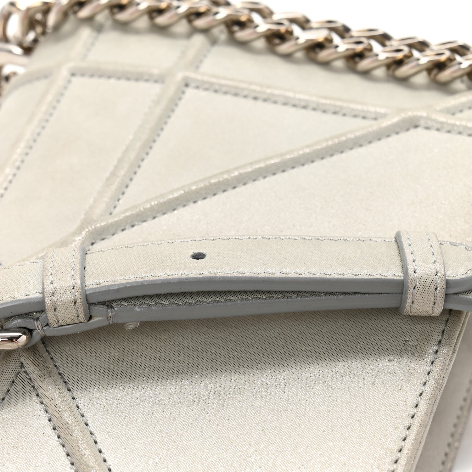 Metallic Calfskin Small Diorama Flap Bag Silver