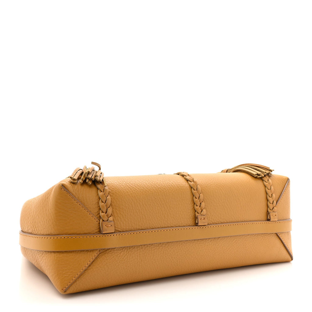 Grained Calfskin Medium Penelope Shoulder Bag Dusty Gold