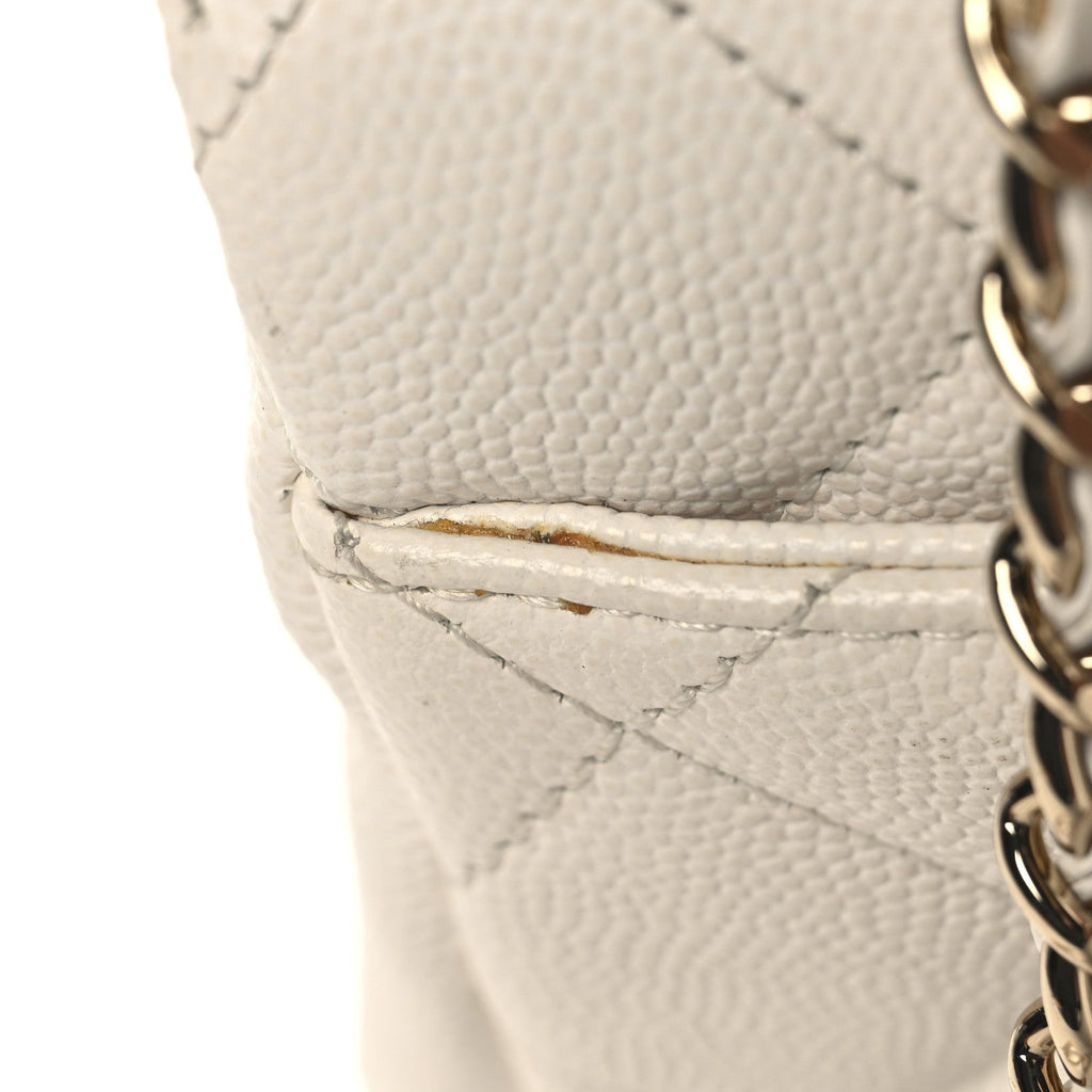 Caviar Quilted Small Business Affinity Flap White